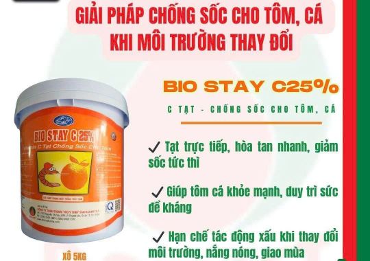 BIO STAY.C 25% - GIẢI PHÁP CHỐNG SỐC CHO TÔM, CÁ KHI THỜI TIỀT THAY ĐỔI 