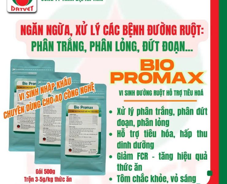 BIO PROMAX - VI SINH ĐƯỜNG RUỘT GIÚP TÔM TIÊU HÓA TỐT, HẤP THỤ CAO, GIẢM FCR RÕ RỆT
